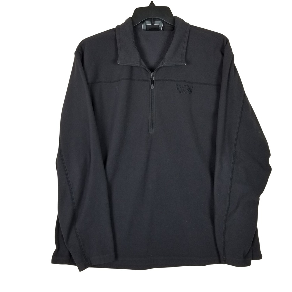 Mountain Hardwear‎ Quarter Zip Pullover Men XXL Black Fleece Technical Layer